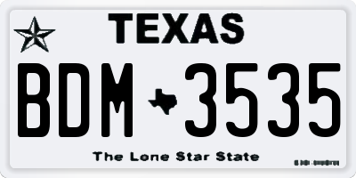 TX license plate BDM3535