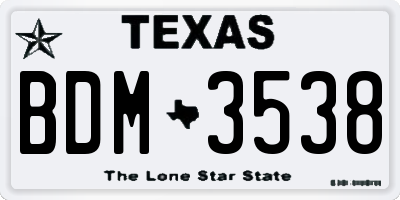 TX license plate BDM3538