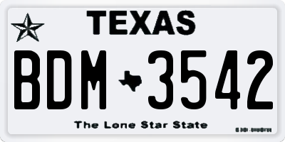TX license plate BDM3542