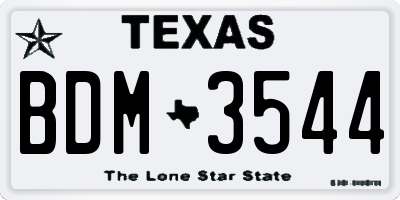 TX license plate BDM3544