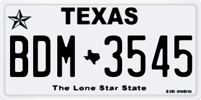 TX license plate BDM3545