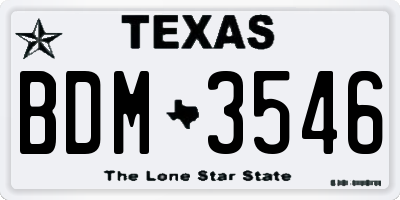 TX license plate BDM3546