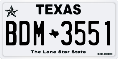 TX license plate BDM3551