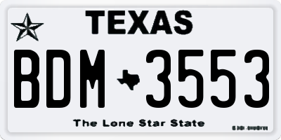 TX license plate BDM3553