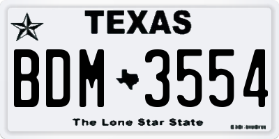TX license plate BDM3554