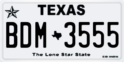 TX license plate BDM3555