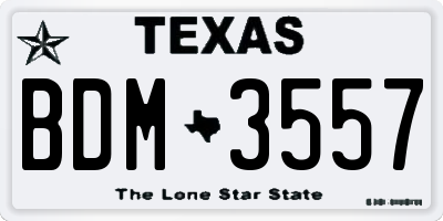 TX license plate BDM3557