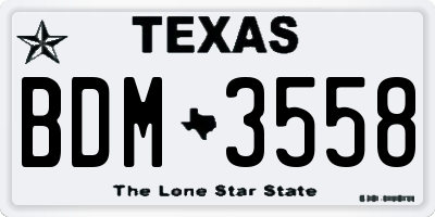 TX license plate BDM3558