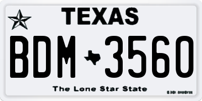 TX license plate BDM3560