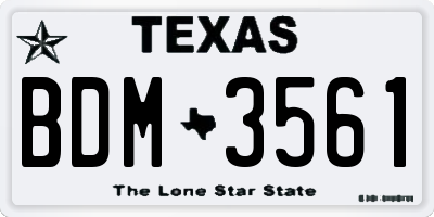 TX license plate BDM3561