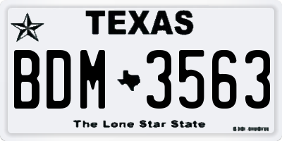 TX license plate BDM3563