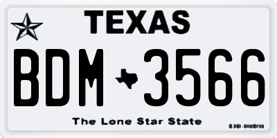TX license plate BDM3566