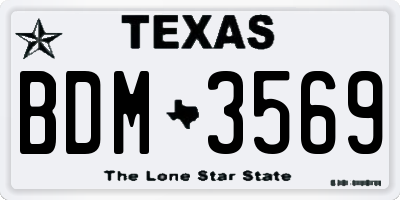 TX license plate BDM3569