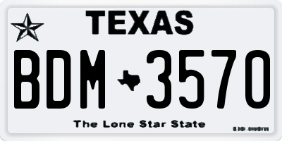 TX license plate BDM3570