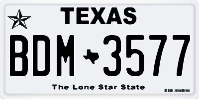 TX license plate BDM3577