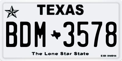 TX license plate BDM3578