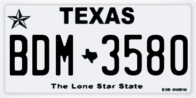 TX license plate BDM3580