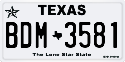 TX license plate BDM3581