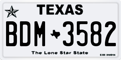 TX license plate BDM3582
