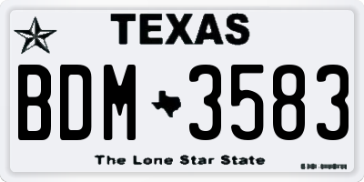 TX license plate BDM3583
