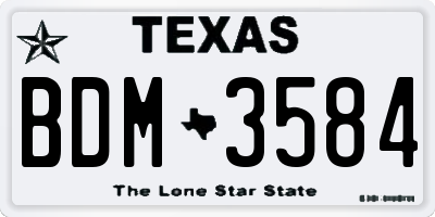 TX license plate BDM3584