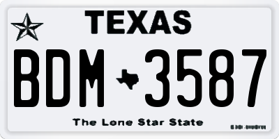 TX license plate BDM3587