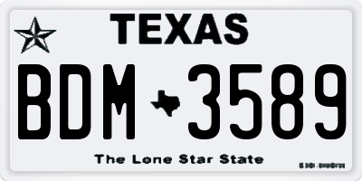 TX license plate BDM3589