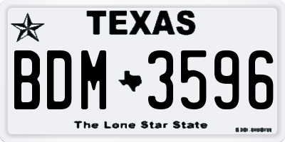 TX license plate BDM3596