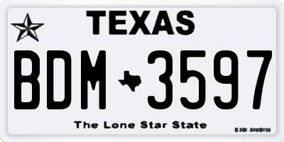 TX license plate BDM3597