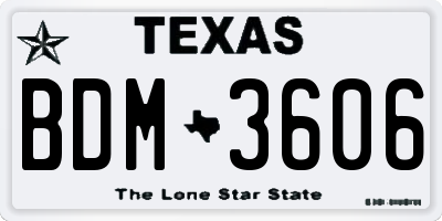 TX license plate BDM3606