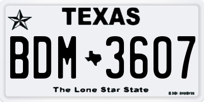 TX license plate BDM3607