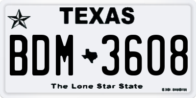 TX license plate BDM3608