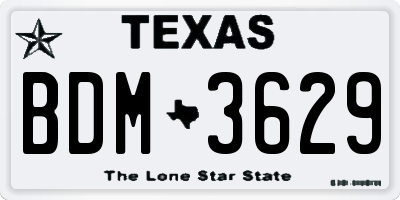 TX license plate BDM3629