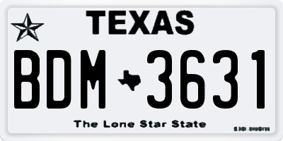 TX license plate BDM3631