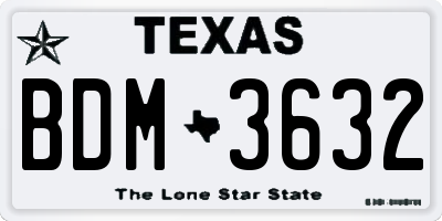 TX license plate BDM3632