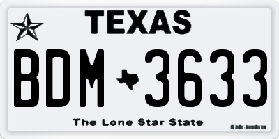 TX license plate BDM3633