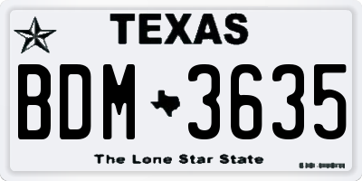 TX license plate BDM3635