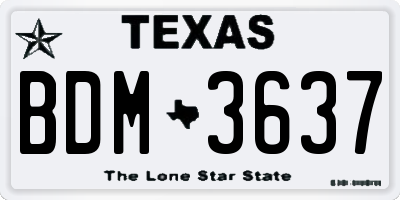 TX license plate BDM3637