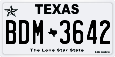 TX license plate BDM3642