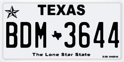 TX license plate BDM3644
