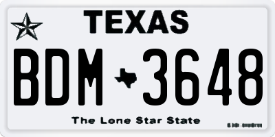 TX license plate BDM3648