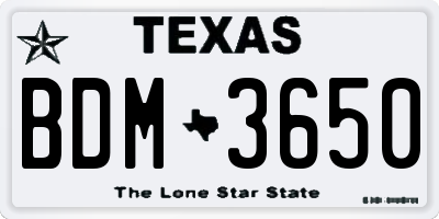 TX license plate BDM3650