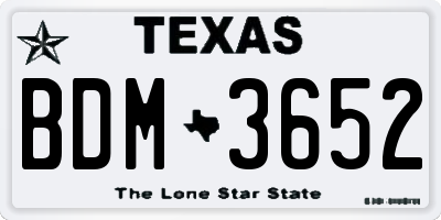 TX license plate BDM3652