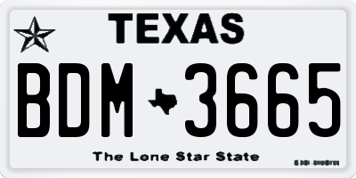TX license plate BDM3665