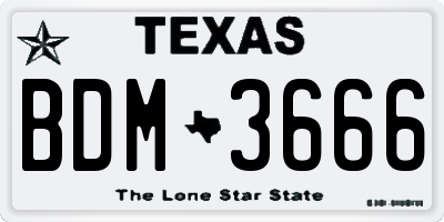 TX license plate BDM3666