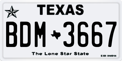 TX license plate BDM3667