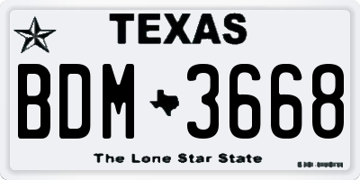 TX license plate BDM3668