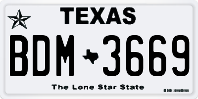 TX license plate BDM3669