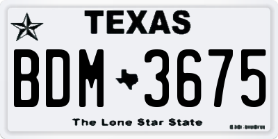TX license plate BDM3675