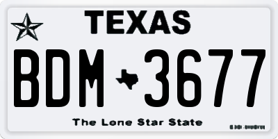 TX license plate BDM3677